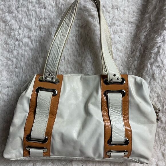 Steven by Steve Madden leather off white and tan satchel silver tone hardwares - Picture 2 of 15